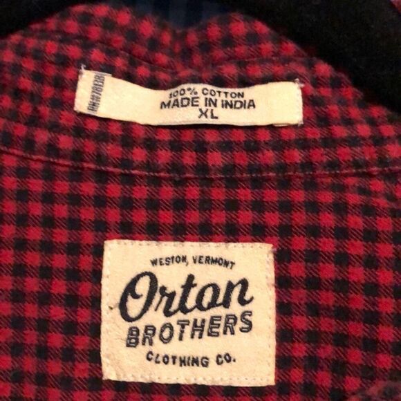 Orton Brothers Clothing Co Mens Red Checked Long Sleeve Button Down Shirt Extra - Picture 8 of 8